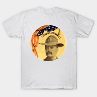 Theodore Roosevelt Rough Riders Uniform Political Button T-Shirt